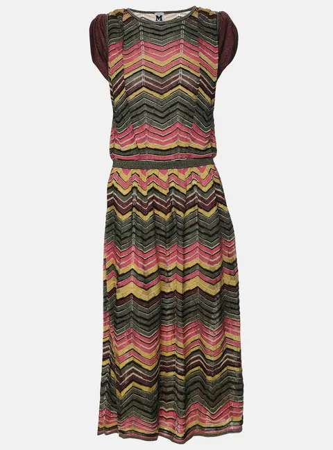 M Missoni Multicolor Knit Fabric Midi Dress M
