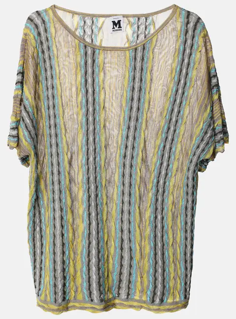 M Missoni Grey/Yellow Knit Fabric Top M