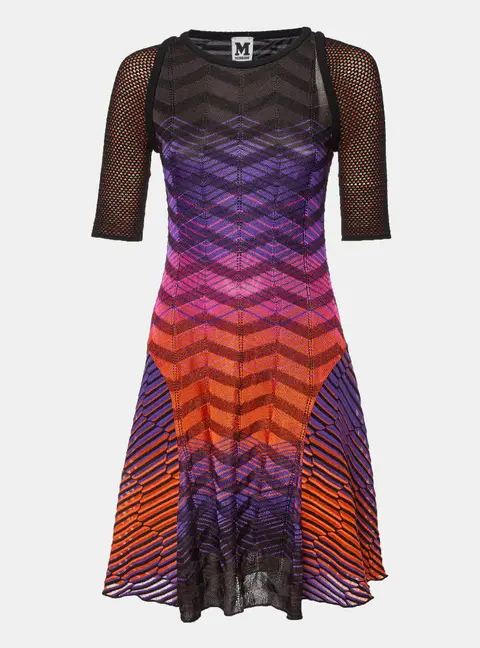 M Missoni Multicolor Pattered Jersey Midi Dress M