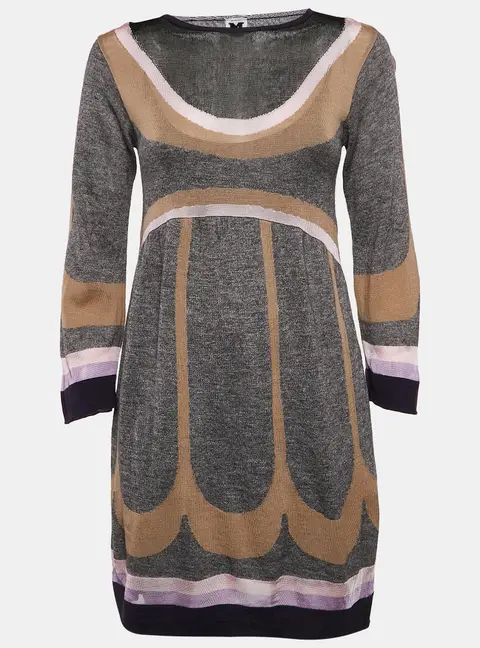 M Missoni Multicolor Pattern Wool Blend Knit Knee-Length Dress S