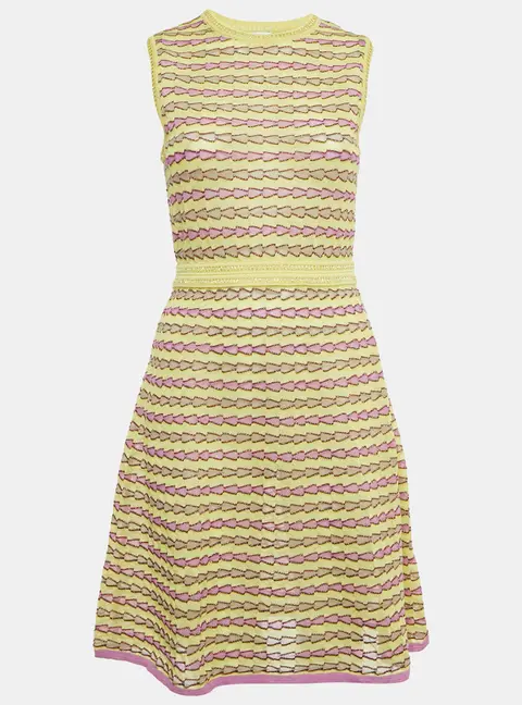 M Missoni Multicolor Patterned Lurex Knit Sleeveless Short Dress M