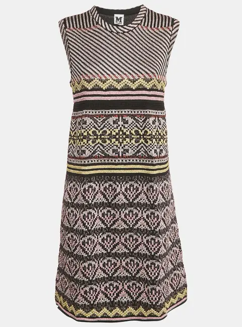 M Missoni Metallic/Black Lurex Knit Sleeveless Dress L