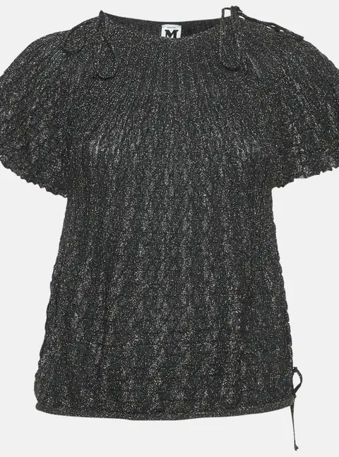 M Missoni Black/Metallic Patterned Lurex Knit Top L