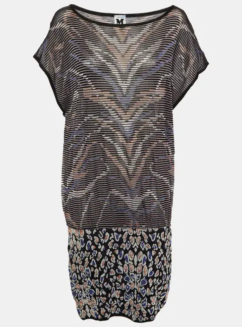 M Missoni Black Animal Pattern Knit Shift Dress L