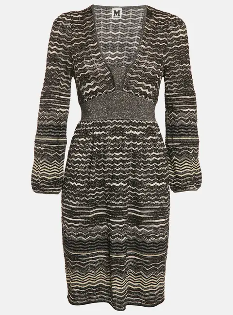 M Missoni Black Patterned Lurex Knit Mini Dress M