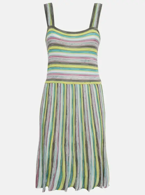 M Missoni Multicolor Stripe Cotton Blend Knit Short Sleeveless Dress M