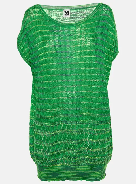 M Missoni Green Striped Zig Zag Knit Jumper M