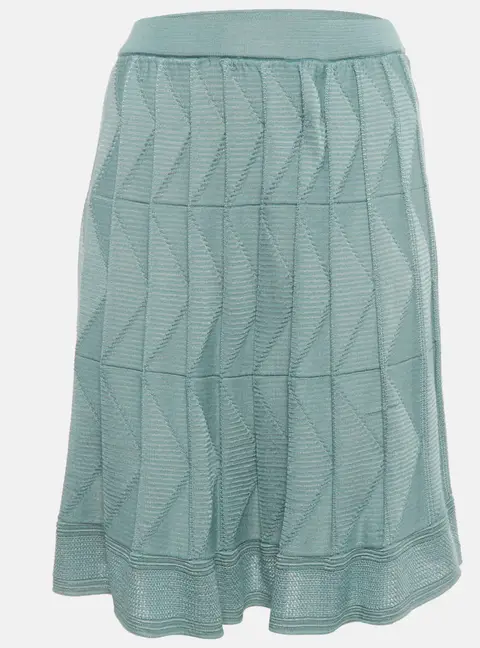 M Missoni Mint Green Wool Blend Patterned Knit Mini Skirt S