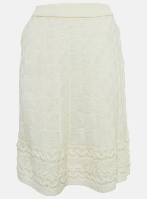 M Missoni Cream Wool Blend Patterned Knit Short Skirt S