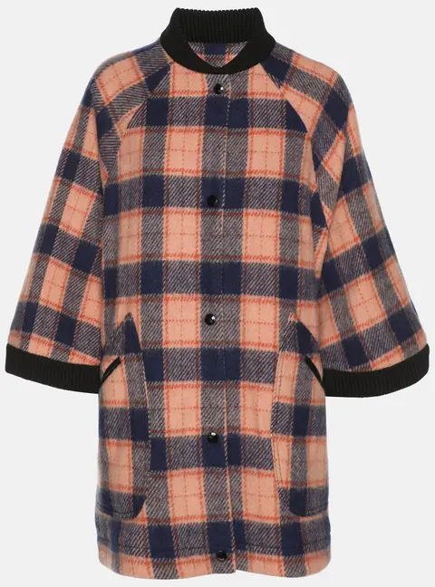 M Missoni Multicolor Check Tweed Cape Coat S