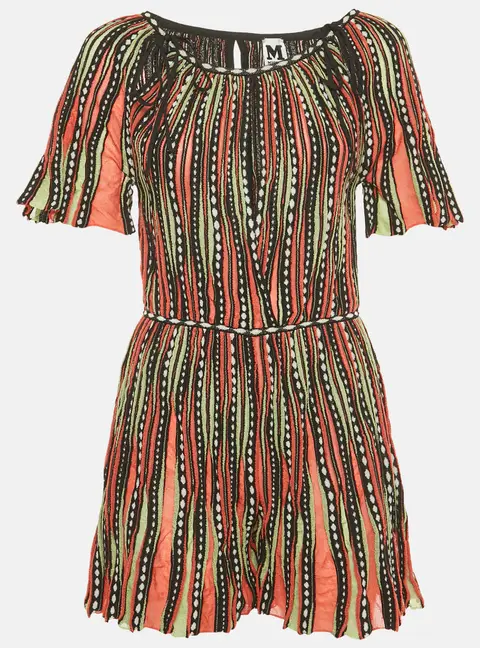 M Missoni Multicolor Patterned Knit Neck Tie Detail Playsuit S