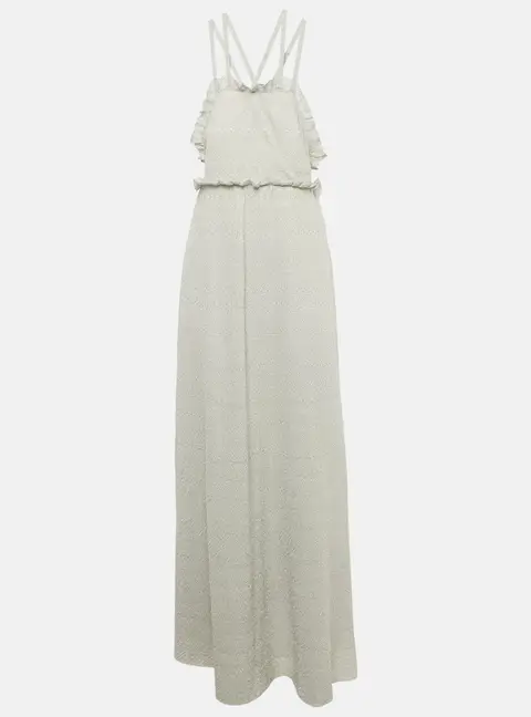 M Missoni Grey Lurex Knit Cross Back Detailed Maxi Dress L