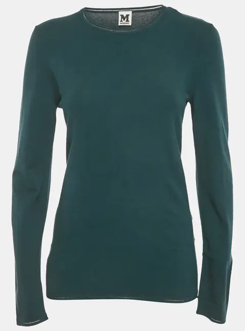 M Missoni Teal Blue Stretch Knit Crewneck Sweatshirt M