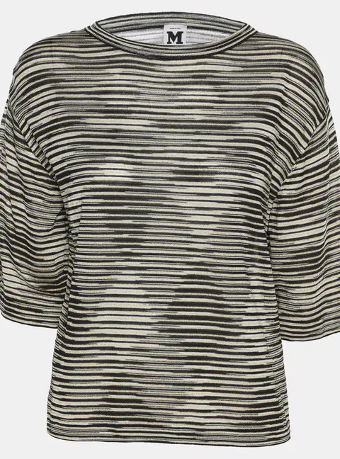 M Missoni Multicolor Stripe Rib Knit Long Sleeve Top M