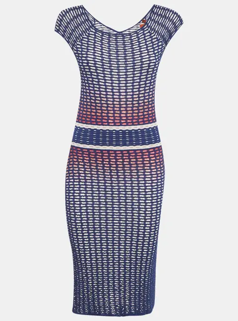 M Missoni Blue Ombre Textured Knit Midi Dress S
