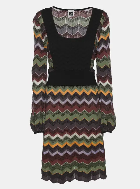 M Missoni Multicolor Zig Zag Knit Mini Dress M