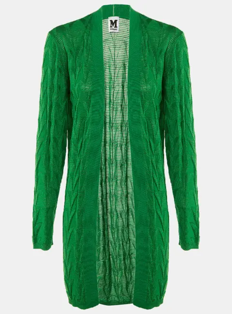 M Missoni Green Knit Open Front Cardigan L