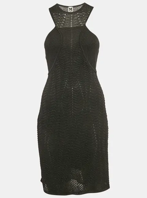 M Missoni Black Patterned Lurex Knit Mini Dress XS