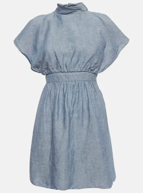 M Missoni Blue Chambray Denim Ruffle Mini Dress XS