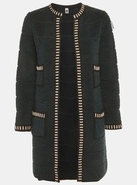 M Missoni Dark Green Terry Wool Long Cardigan S