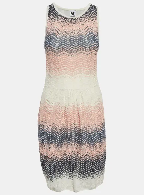 M Missoni Multicolor Zig Zag Knit Sleeveless Mini Dress S