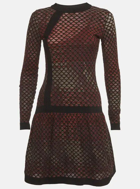 M Missoni Black/Pink Patterned Knit Mini Dress S