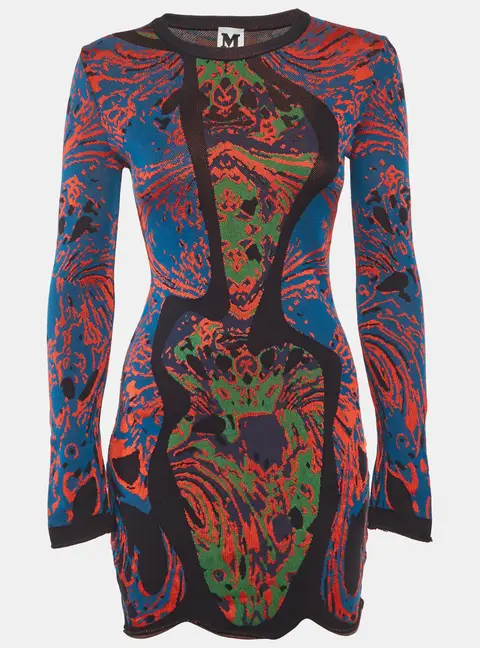 M Missoni Multicolour Intarsia Knit Mini Dress S