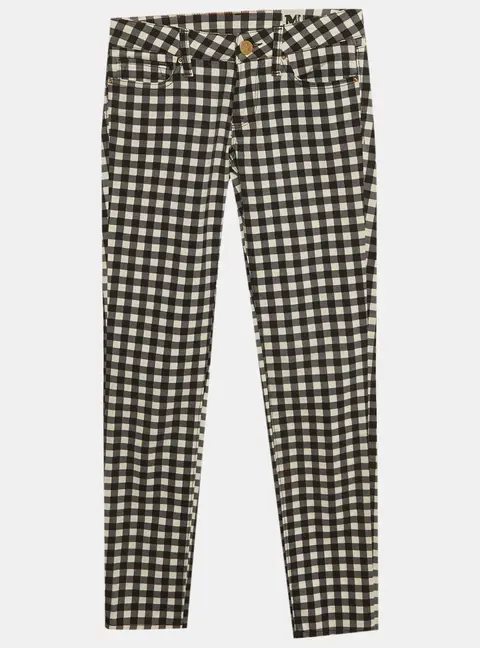 M Missoni Monochrome Plaid Cotton Low Rise Pants S