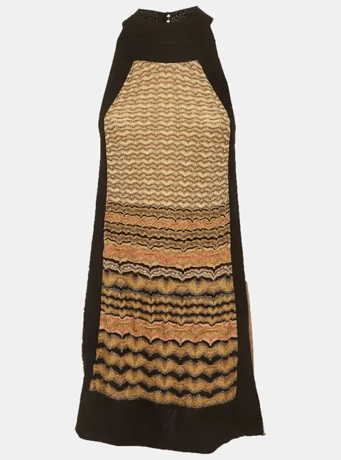 M Missoni Multicolour Lurex Knit High Neck Mini Dress S