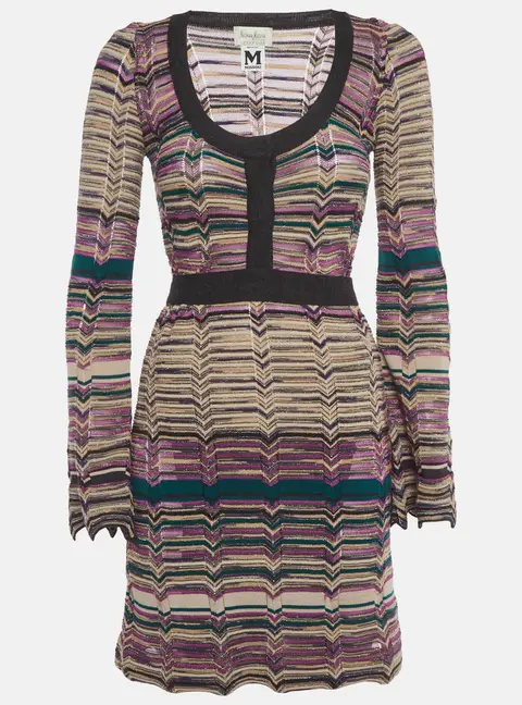 Neiman Marcus X M Missoni Multicolour Chevron Knit Mini Dress S
