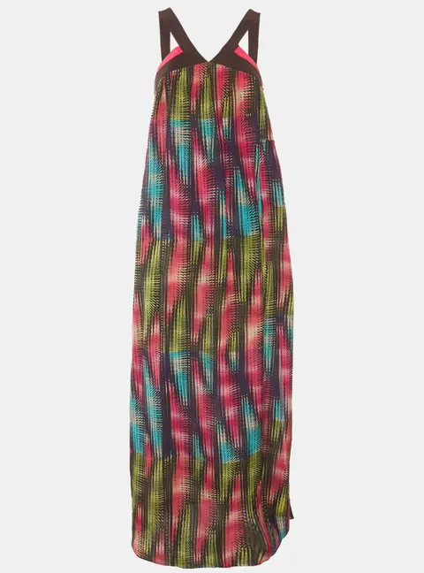 M Missoni Multicolour Abstract Print Silk Flared Maxi Dress S