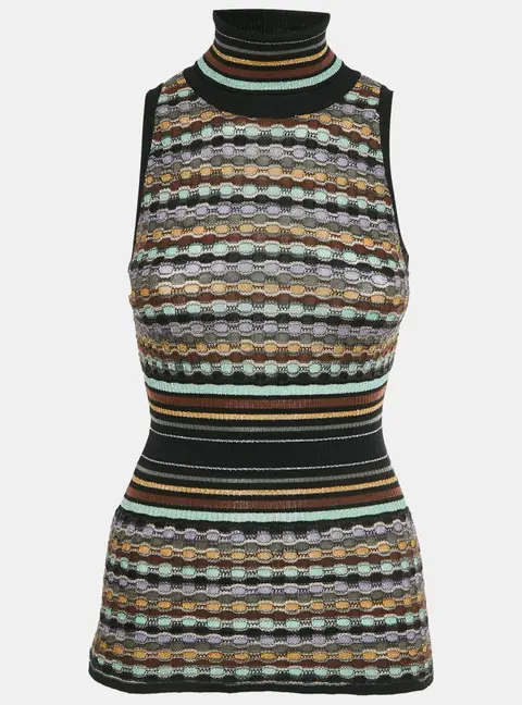 M Missoni Black Lurex Knit Sleeveless Top S