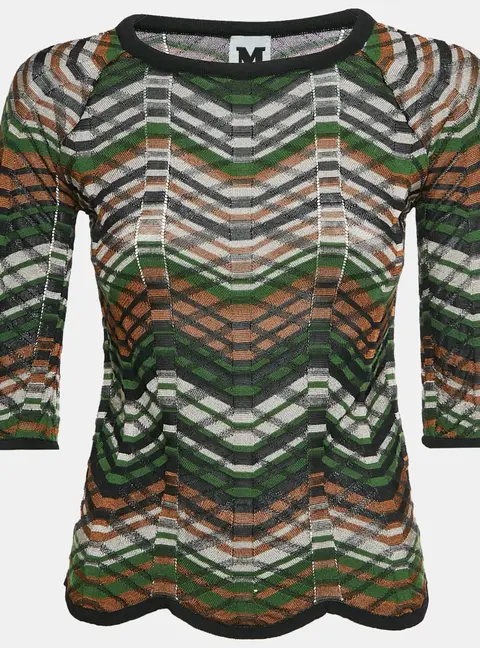 M Missoni Black Chevron Knit Top S