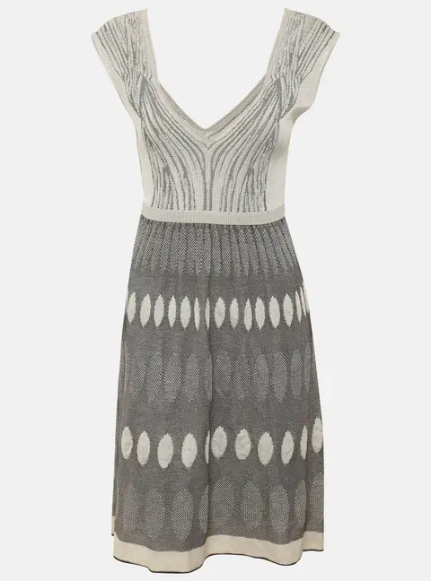 M Missoni Beige/Grey Knit Mini Dress M