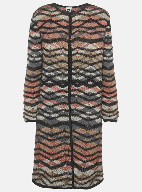 M Missoni Multicolour Zigzag Knit Long Cardigan M