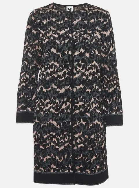M Missoni Black Patterned Lurex Knit Long Cardigan S