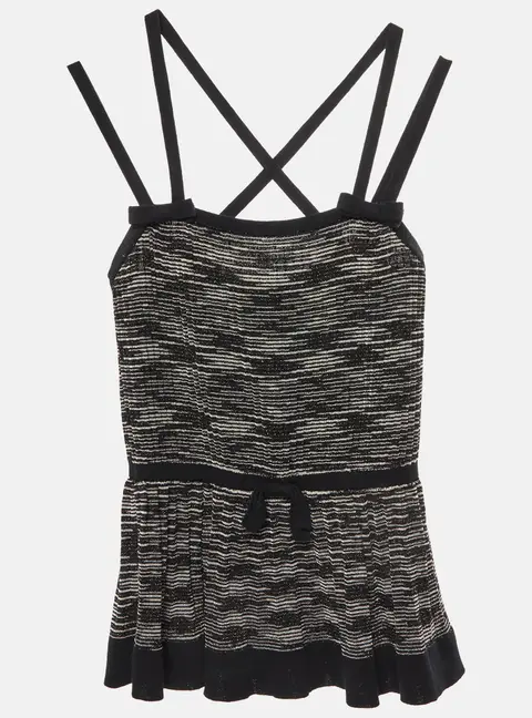M Missoni Black Lurex Knit Bow Detail Strappy Top M