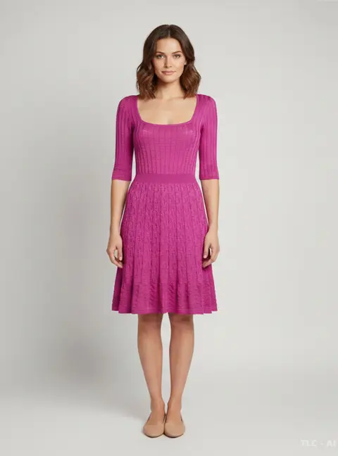 M Missoni Pink Rib Knit Flared Mini Dress M