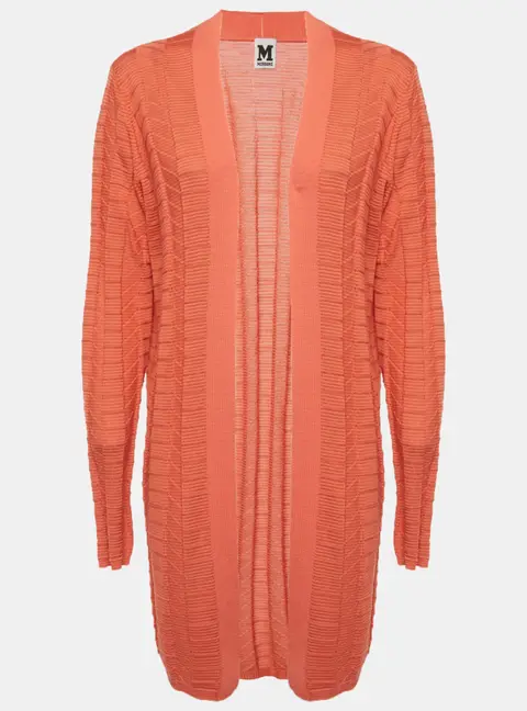 M Missoni Orange Textured Wool Blend Knit Cardigan XL