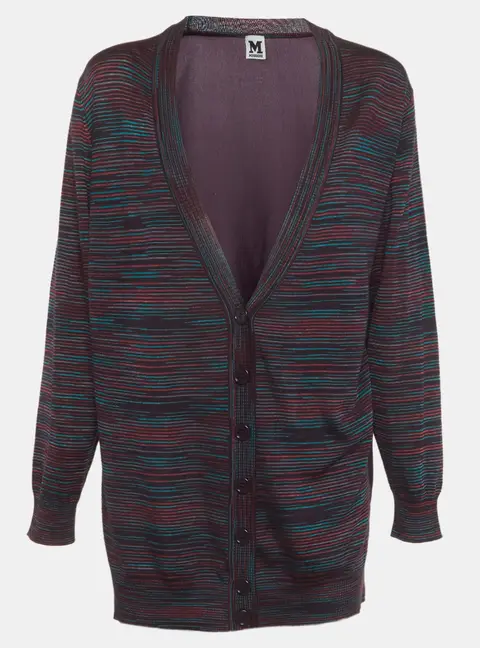 M Missoni Multicolour Knit and Silk Button Front Cardigan M