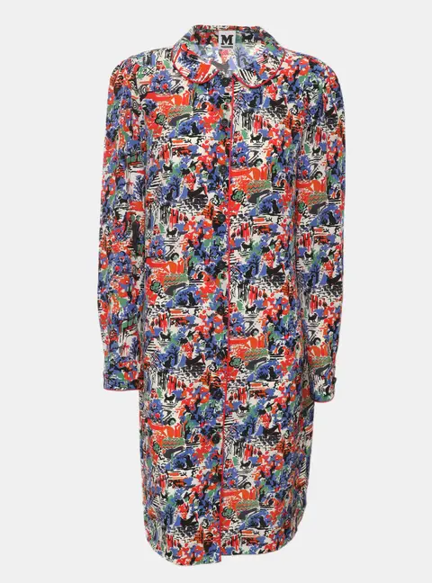 M Missoni Multicolor Printed Crepe Long Sleeve Midi Shirt Dress M