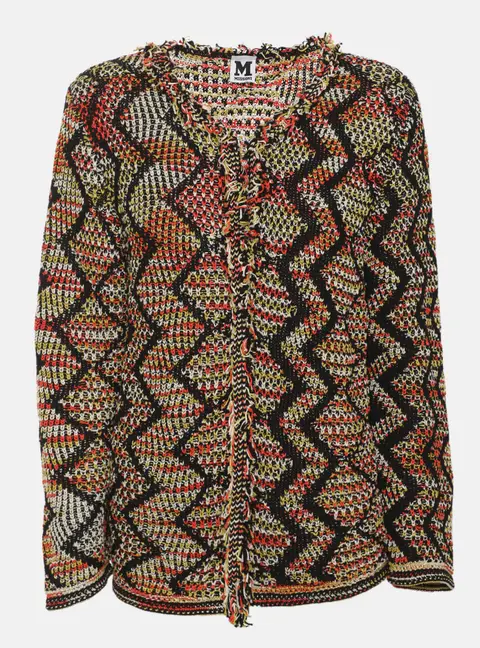 M Missoni Multicolor Patterned Crochet Cardigan L