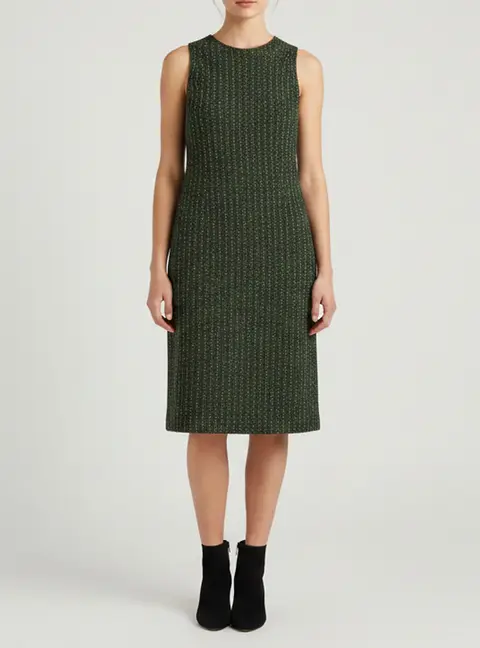 M Missoni Green Rib Knit Merino Wool Halter Neck Midi Dress L