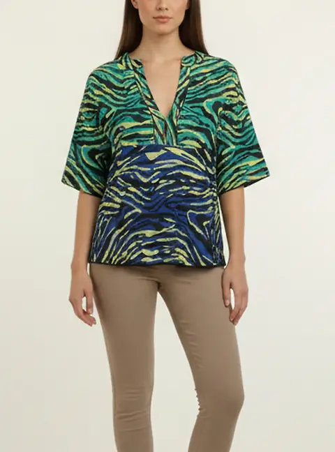 M Missoni Multicolor Animal Print Jersey V Neck Tops M