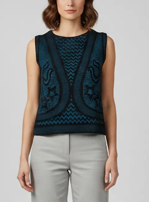 M Missoni Blue Knit Sleeveless Top S