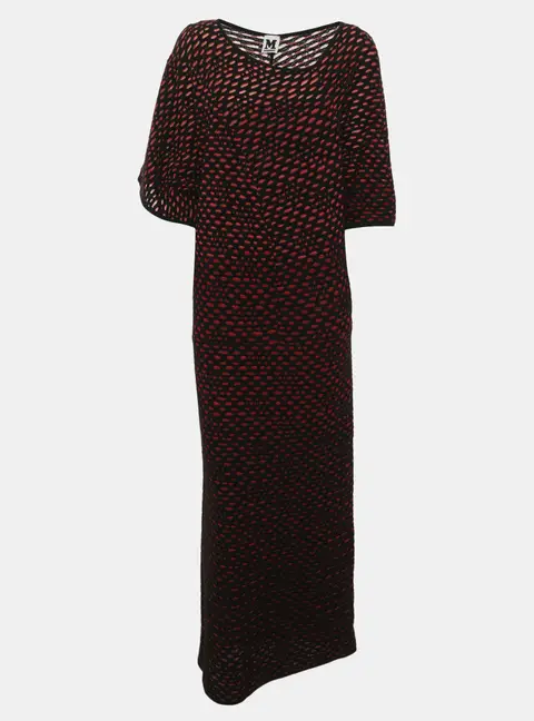 M Missoni Black/Red Patterned Knit Flared Mini Dress L
