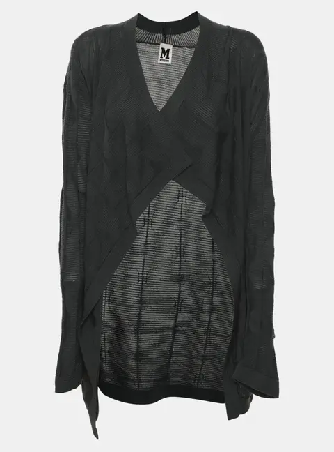 M Missoni Dark Grey Textured Open Front Drape Cardigan L
