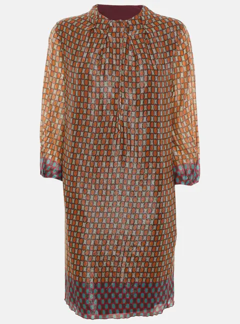 M Missoni Multicolor Geometric Metallic Silk Shift Dress L