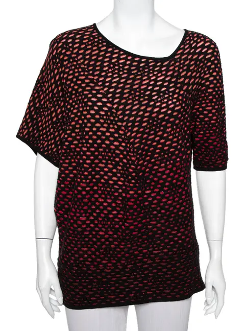 M Missoni Red & Back Jacquard Knit Top L