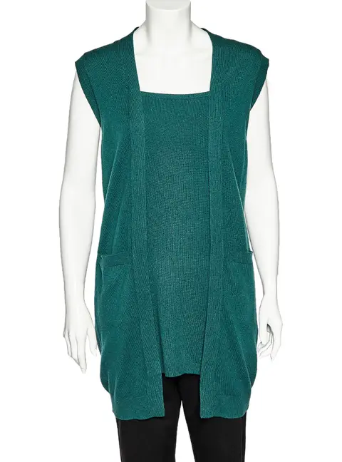 M Missoni Green Merino Wool & Angora Knit Sleeveless Sweater M